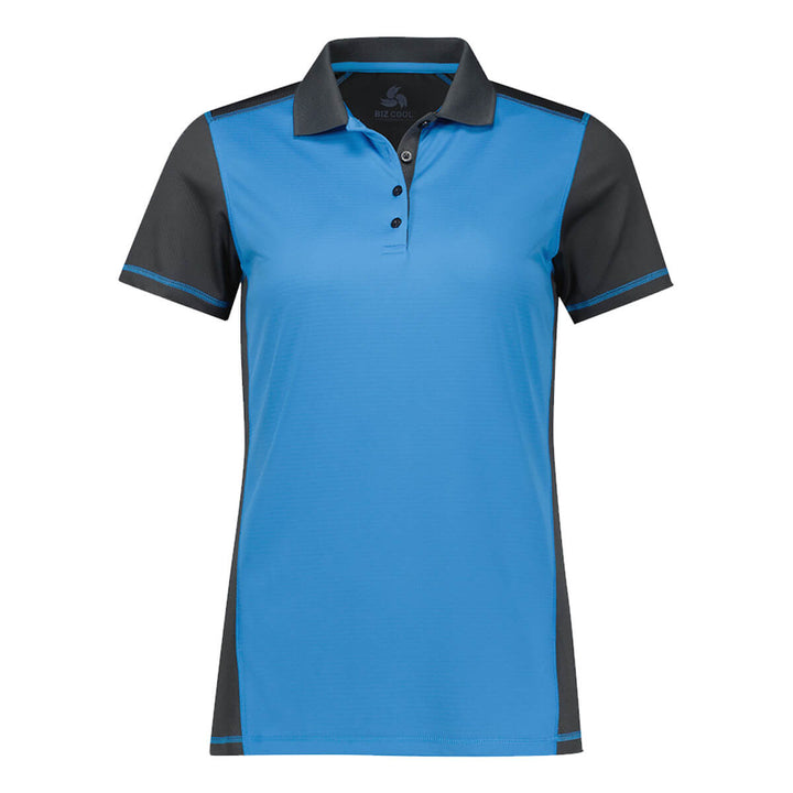 Biz Collection P419LS Womens Dart Short Sleeve Polo Grey/Cyan