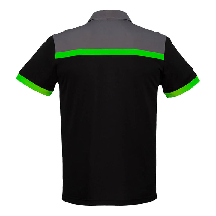 Biz Collection P500MS Mens Charger Short Sleeve Polo Black/Green/Grey