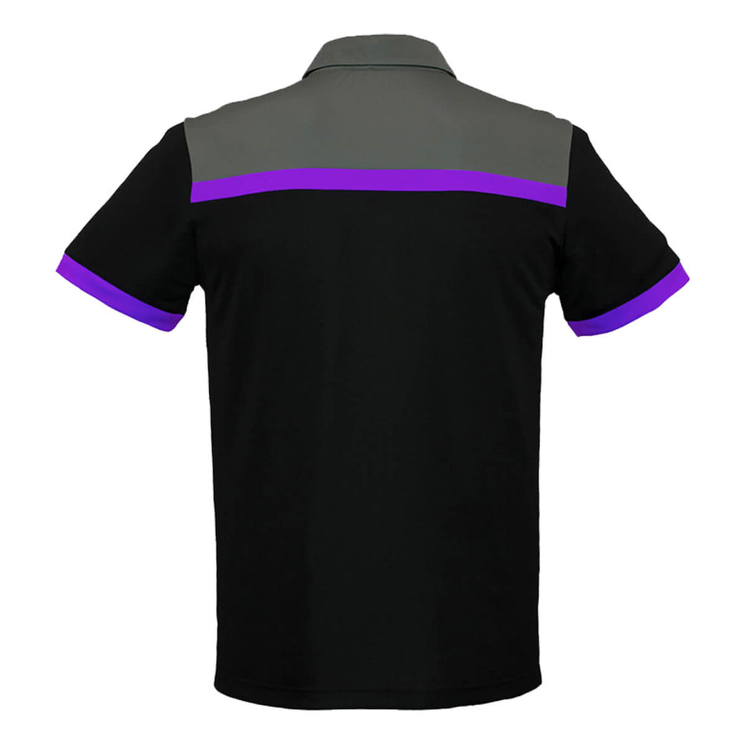 Biz Collection P500MS Mens Charger Short Sleeve Polo Black/Purple/Grey