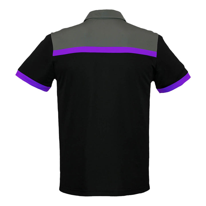Biz Collection P500MS Mens Charger Short Sleeve Polo Black/Purple/Grey