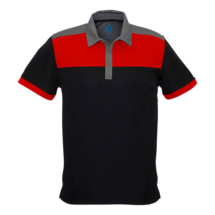 Biz Collection P500MS Mens Charger Short Sleeve Polo Black/Red/Grey