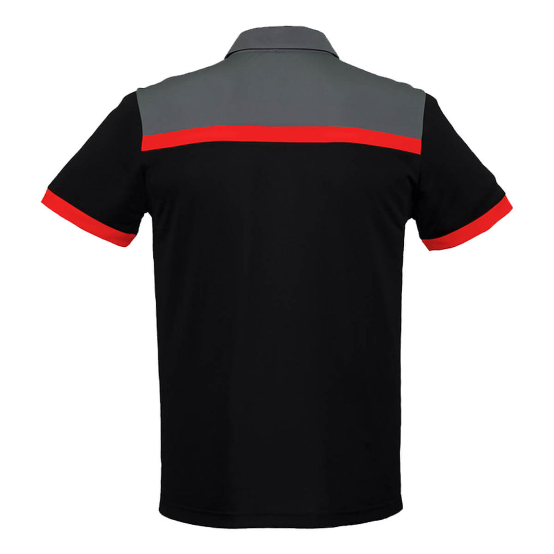Biz Collection P500MS Mens Charger Short Sleeve Polo Black/Red/Grey