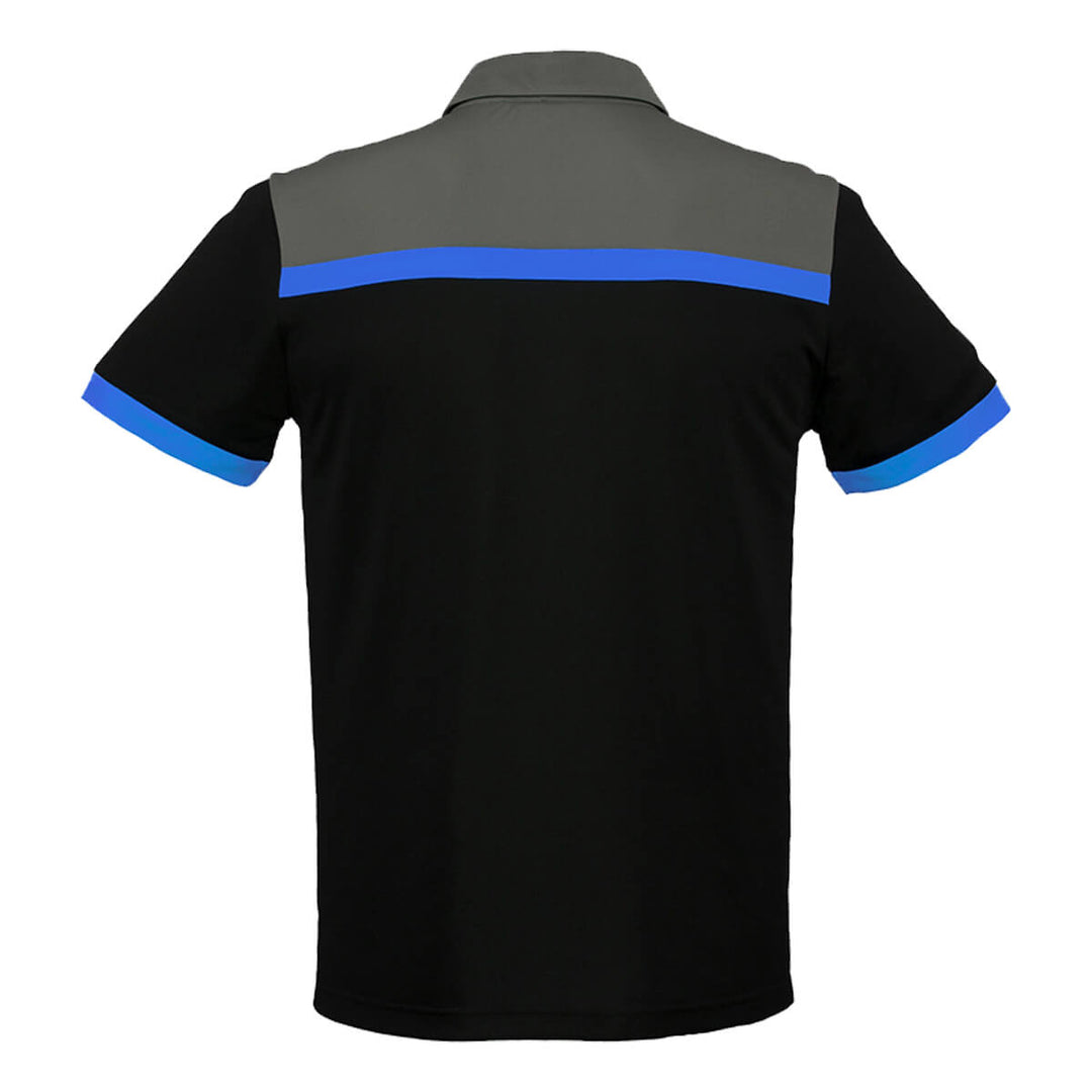 Biz Collection P500MS Mens Charger Short Sleeve Polo Black/Royal/Grey
