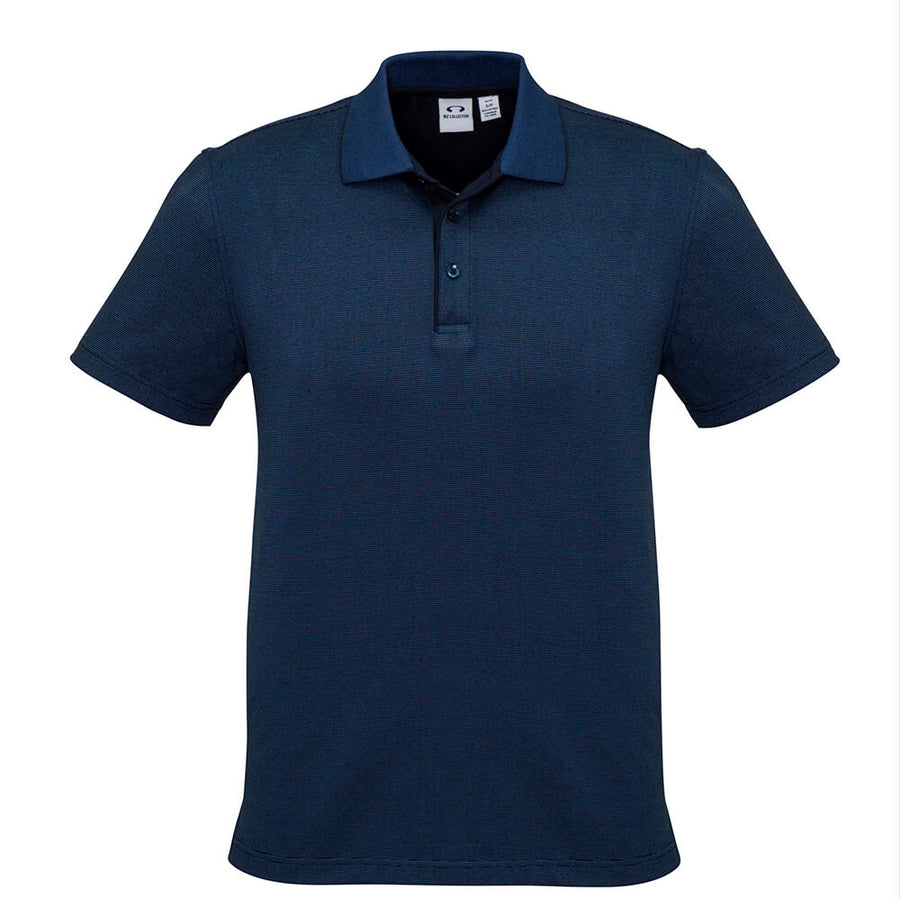 Biz Collection P501MS Mens Shadow Short Sleeve Polo Carbon Blue Front