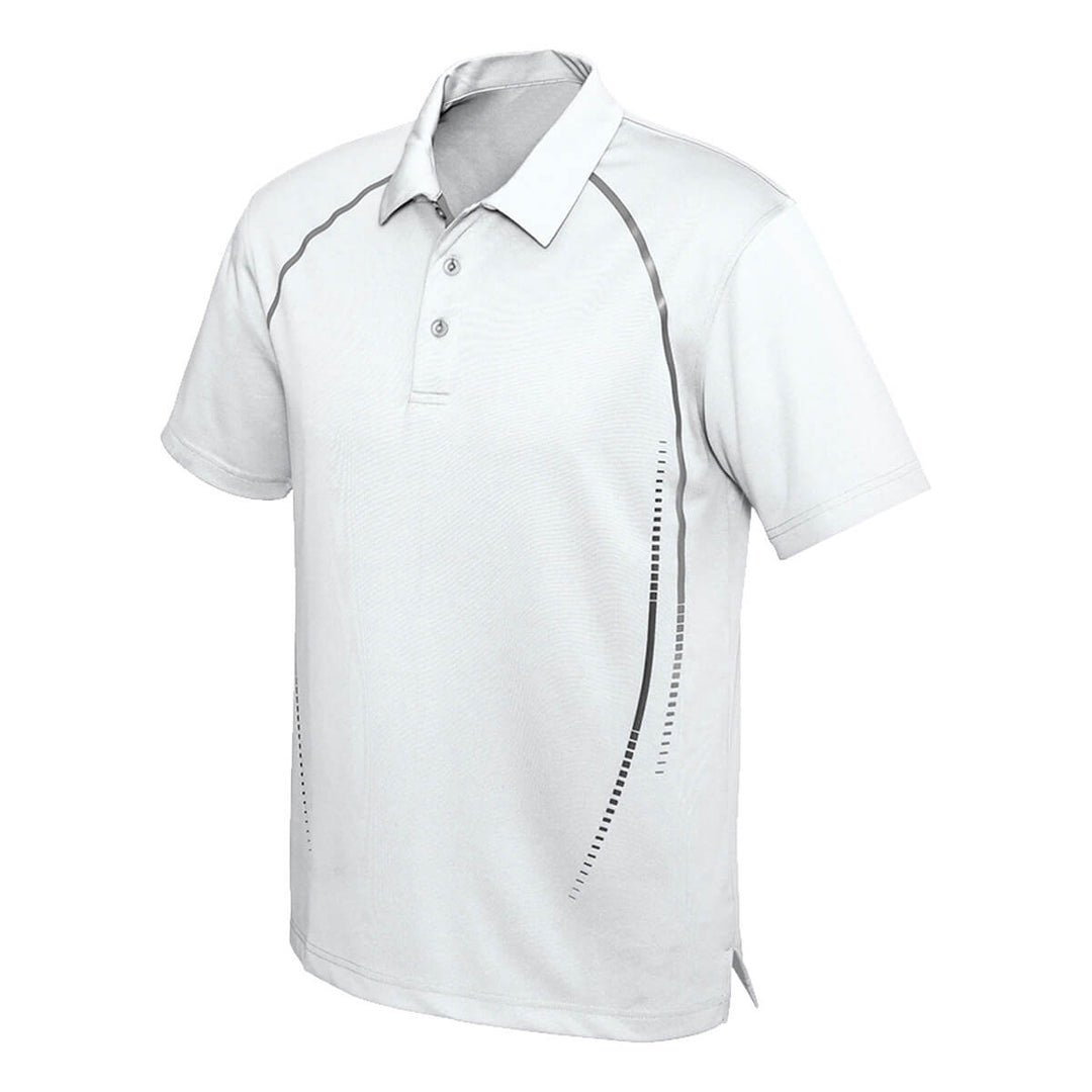 Biz Collection P604MS Mens Cyber Short Sleeve Polo White/Silver