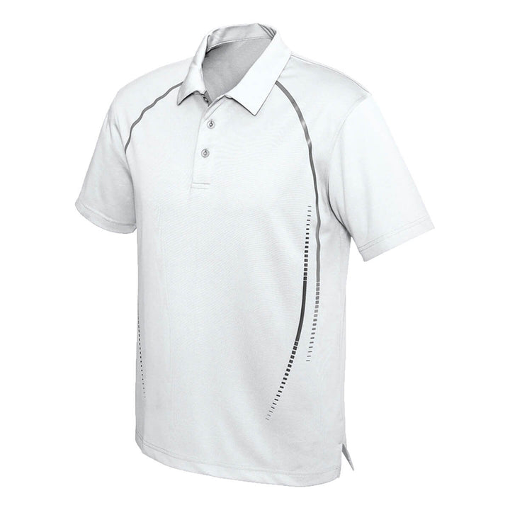 Biz Collection P604MS Mens Cyber Short Sleeve Polo White/Silver