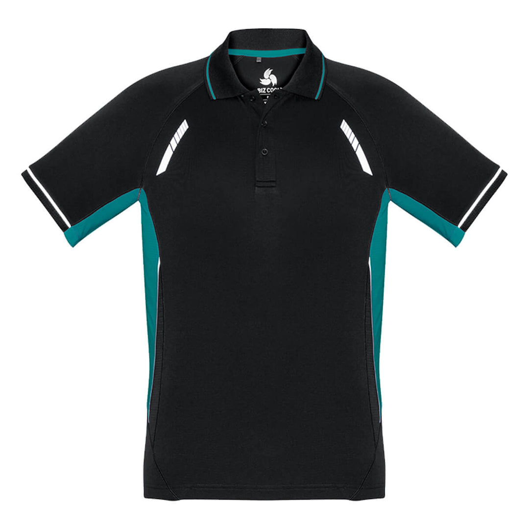 Biz Collection P700MS Mens Renegade Short Sleeve Polo Black/Teal/Silver