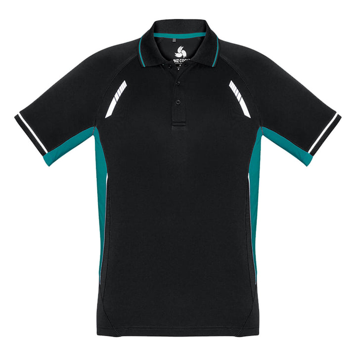 Biz Collection P700MS Mens Renegade Short Sleeve Polo Black/Teal/Silver