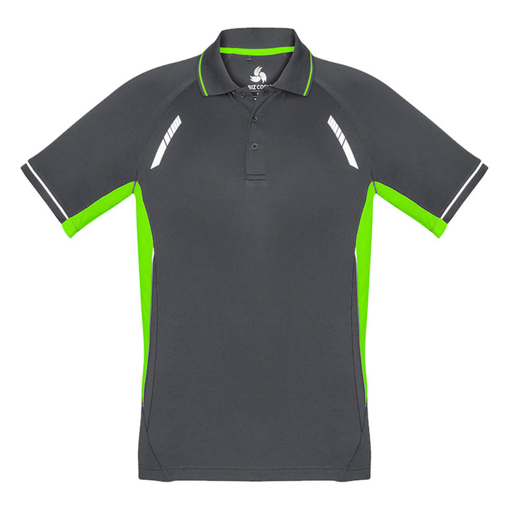 Biz Collection P700MS Mens Renegade Short Sleeve Polo Grey/Fluoro Lime/Silver