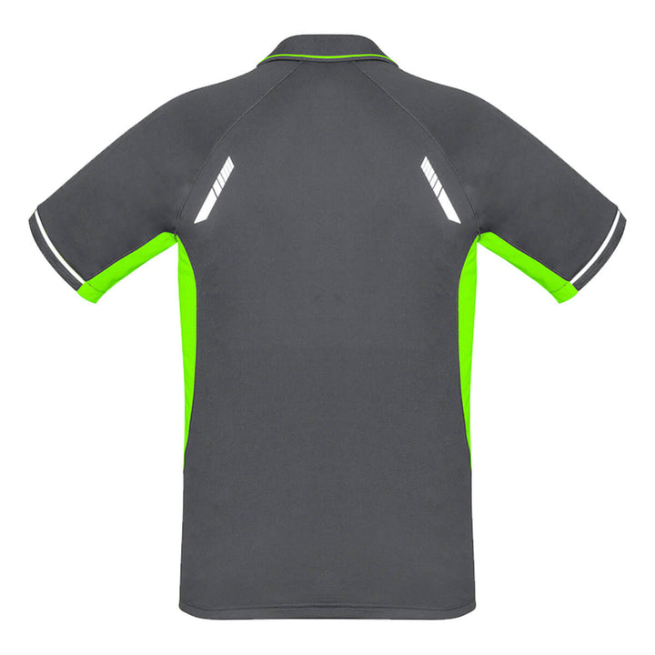 Biz Collection P700MS Mens Renegade Short Sleeve Polo Grey/Fluoro Lime/Silver
