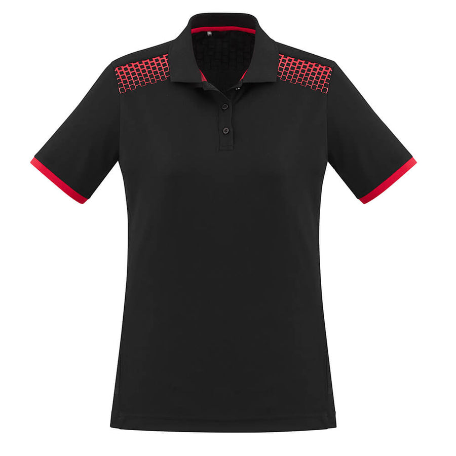 Biz Collection P900LS Ladies Galaxy Polo Black/Red Front