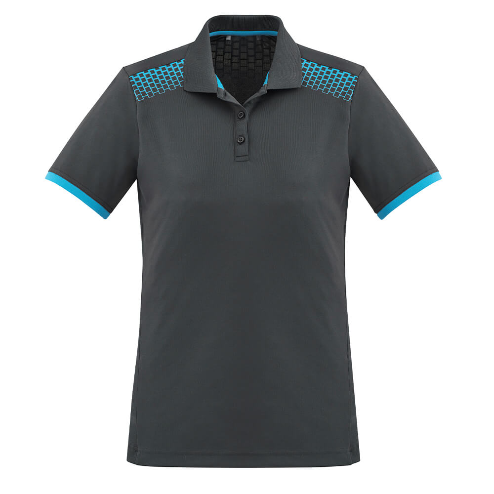 Biz Collection P900LS Womens Galaxy Polo Grey/Cyan
