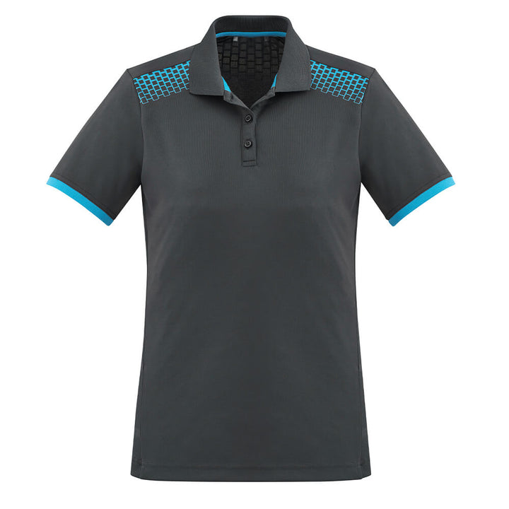 Biz Collection P900LS Womens Galaxy Polo Grey/Cyan