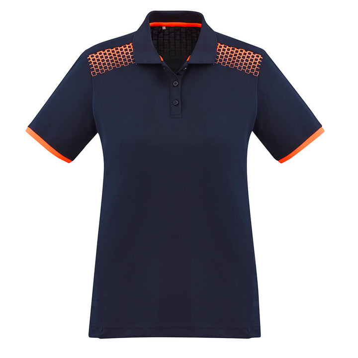 Biz Collection P900LS Womens Galaxy Polo Navy/Fluoro Orange