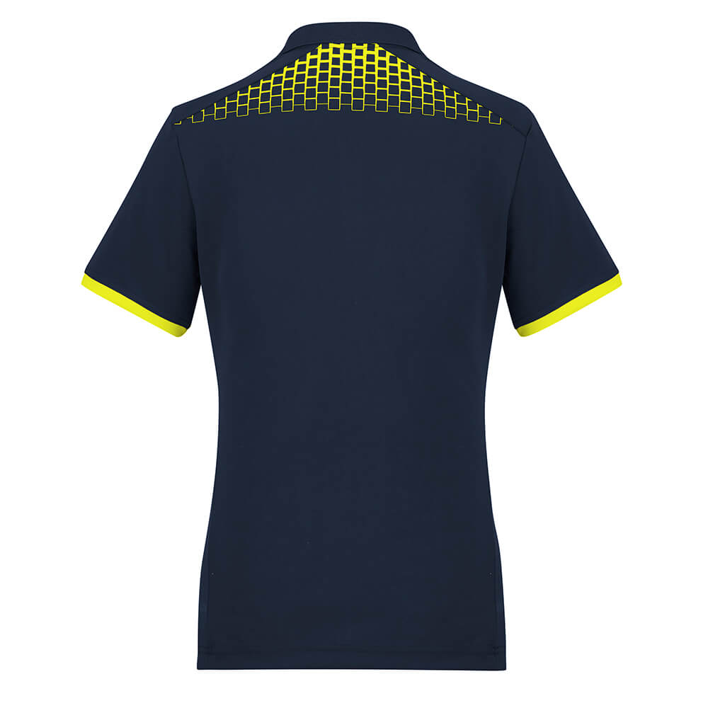 Biz Collection P900LS Womens Galaxy Polo Navy/Fluoro Yellow