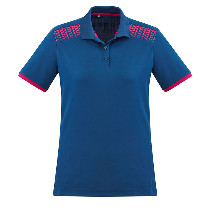 Biz Collection P900LS Womens Galaxy Polo Steel Blue/Magenta