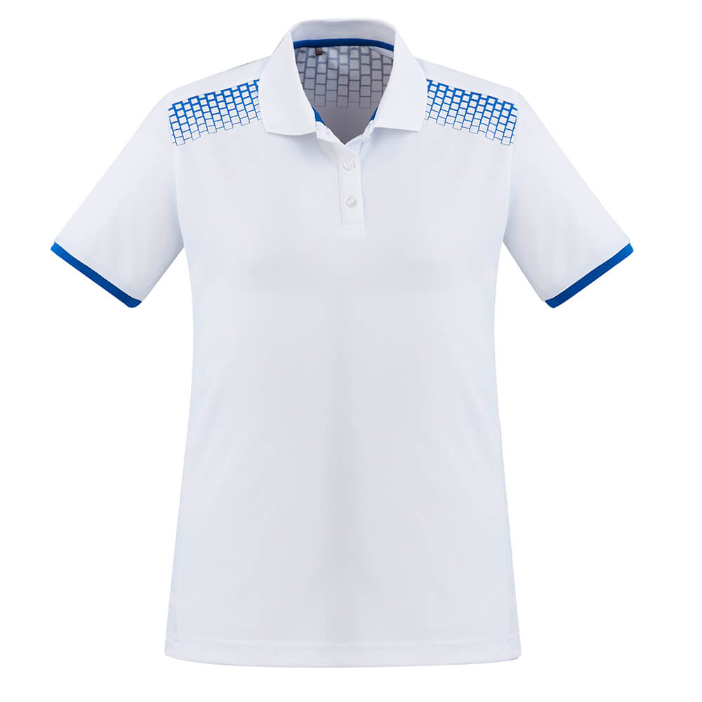 Biz Collection P900LS Womens Galaxy Polo White/Royal