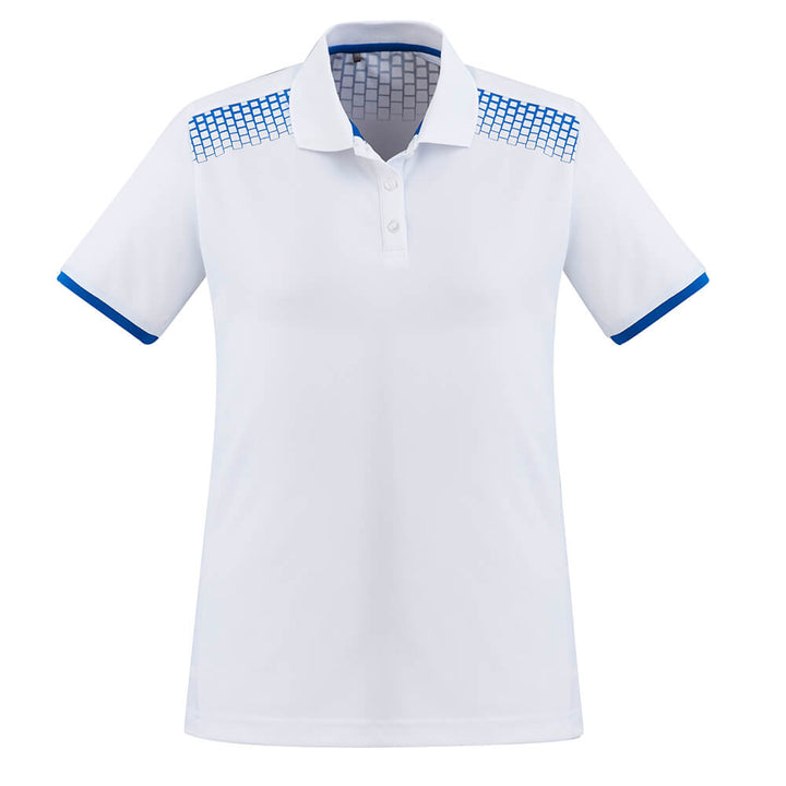 Biz Collection P900LS Womens Galaxy Polo White/Royal