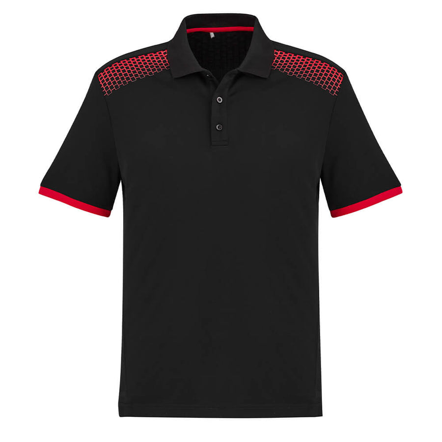 Biz Collection P900MS Mens Galaxy Polo Black/Red Front
