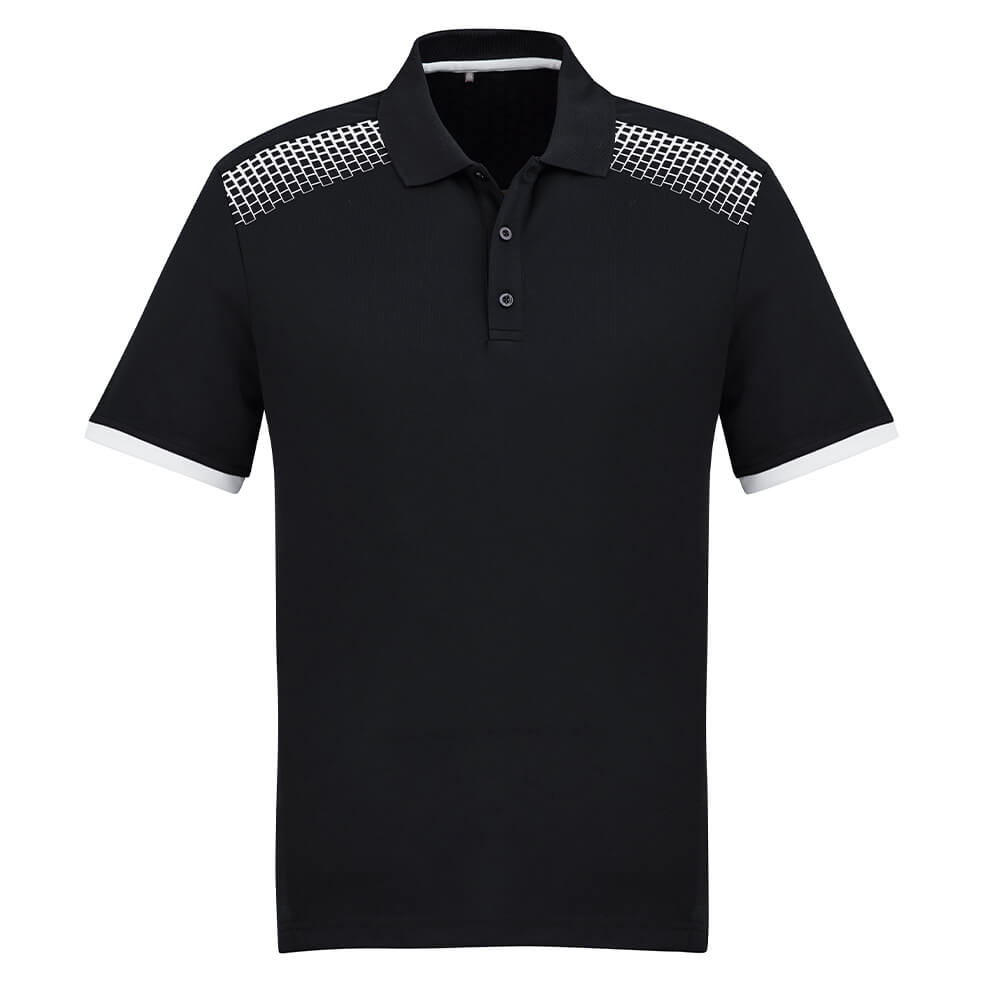 Biz Collection P900MS Mens Galaxy Polo Black/White