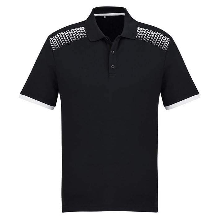 Biz Collection P900MS Mens Galaxy Polo Black/White