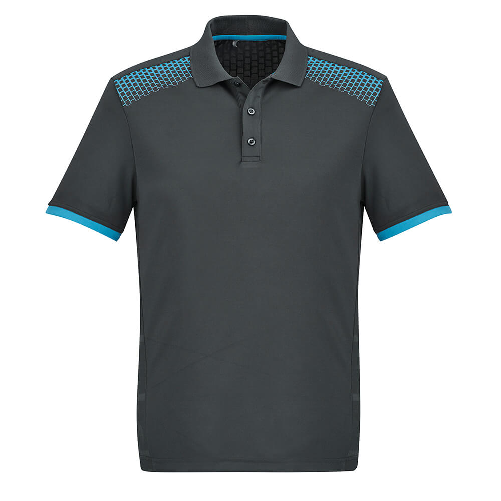 Biz Collection P900MS Mens Galaxy Polo Grey/Cyan