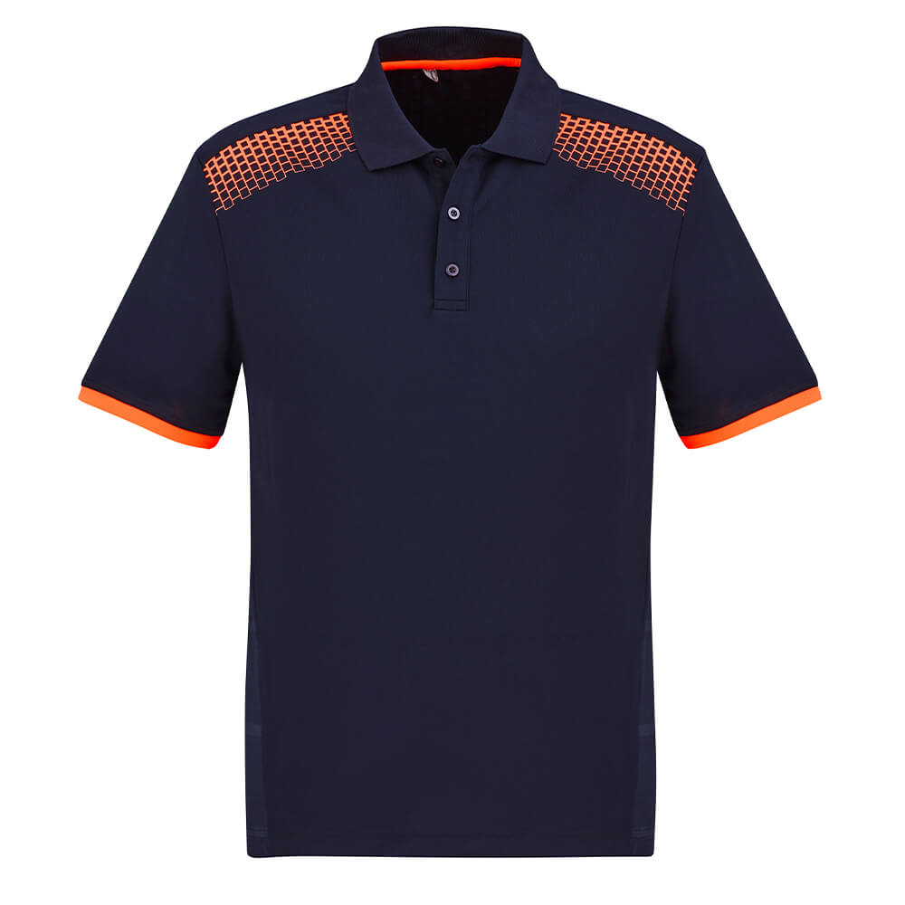 Biz Collection P900MS Mens Galaxy Polo Navy/Fluoro Orange