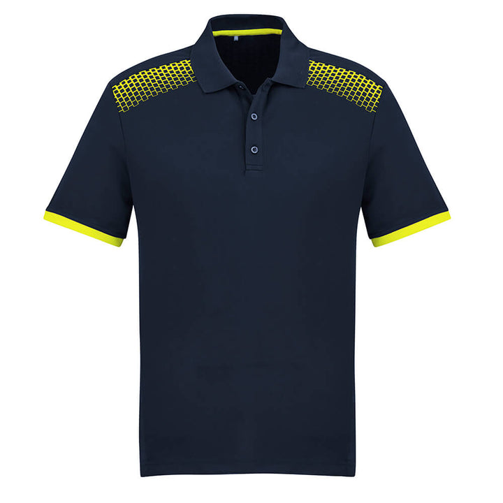 Biz Collection P900MS Mens Galaxy Polo Navy/Fluoro Yellow