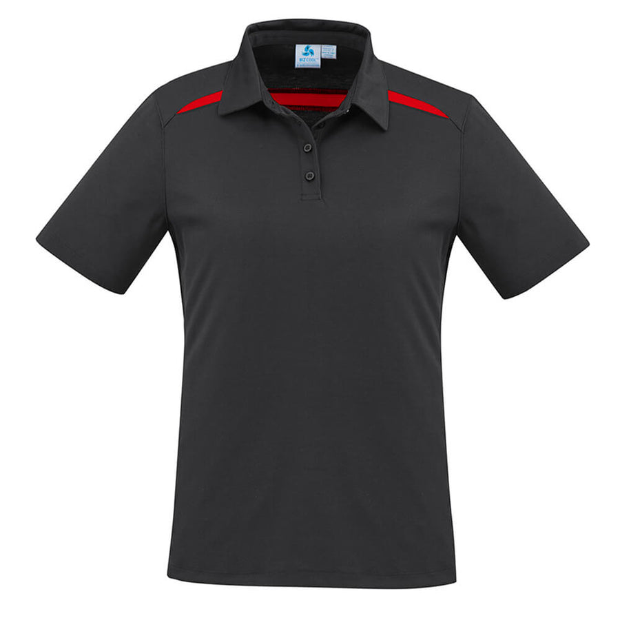 Biz Collection P901LS Womens Sonar Short Sleeve Polo Black/Red Front