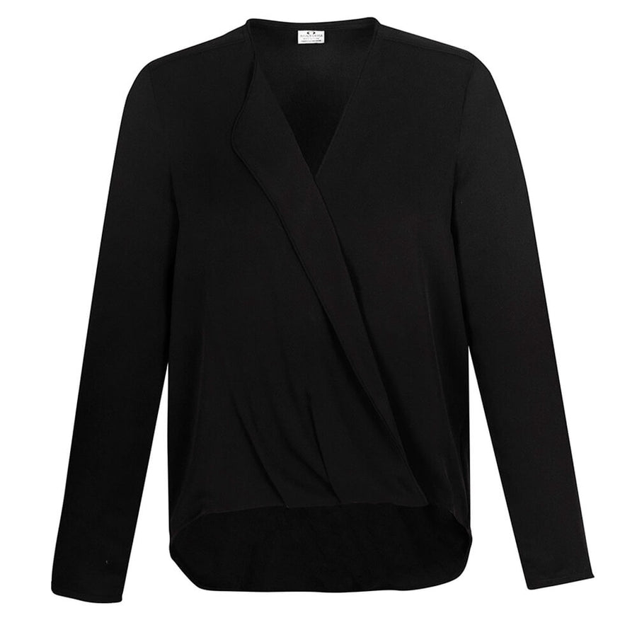 Biz Collection S014LL Womens Lily Hi-Lo Blouse Black Front