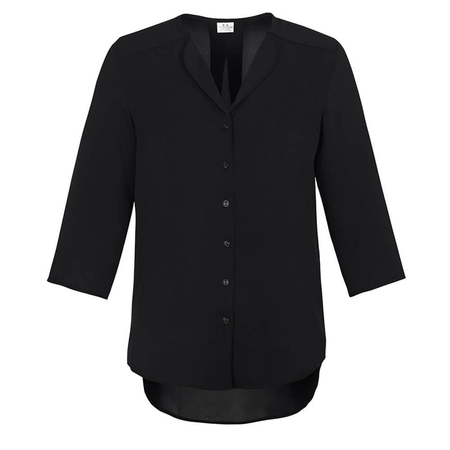 Biz Collection S015LT Womens Lily Longline Blouse Black Front