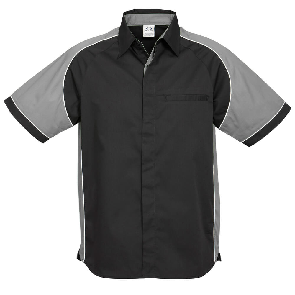 Biz Collection S10112 Mens Nitro Short Sleeve Shirt Black/Grey/White
