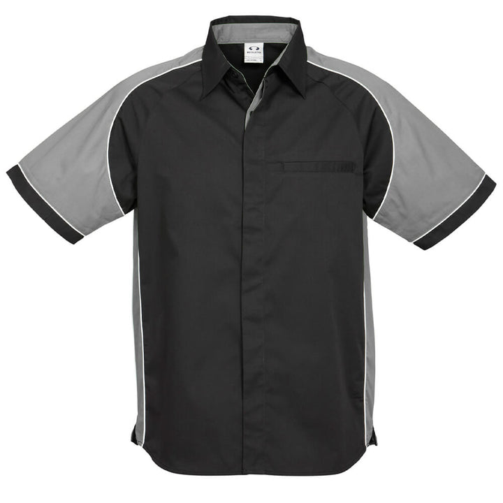 Biz Collection S10112 Mens Nitro Short Sleeve Shirt Black/Grey/White