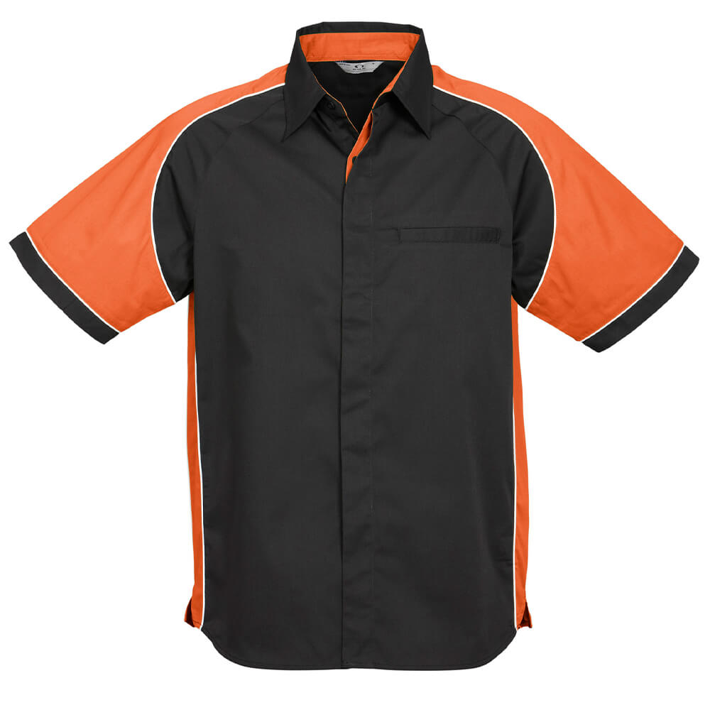 Biz Collection S10112 Mens Nitro Short Sleeve Shirt Black/Orange/White