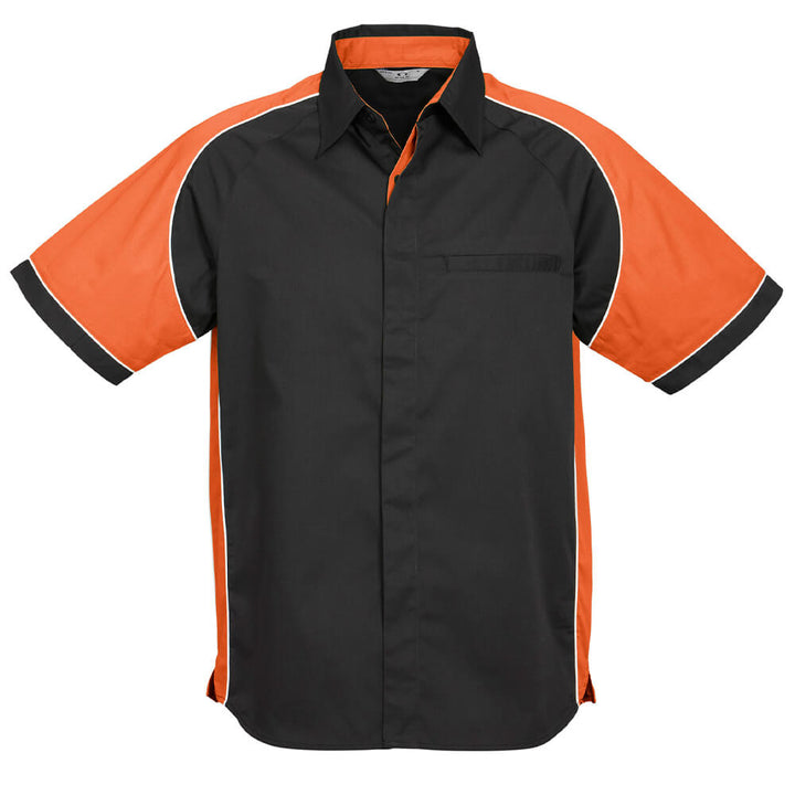 Biz Collection S10112 Mens Nitro Short Sleeve Shirt Black/Orange/White