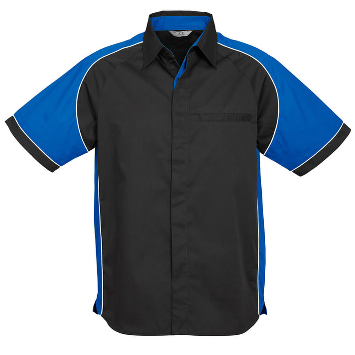 Biz Collection S10112 Mens Nitro Short Sleeve Shirt Black/Royal/White