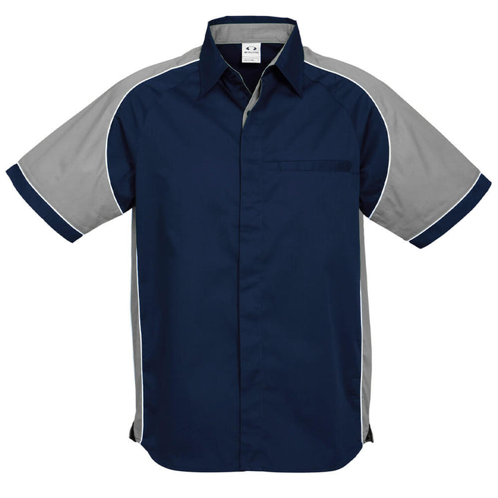 Biz Collection S10112 Mens Nitro Short Sleeve Shirt Navy/Grey/White