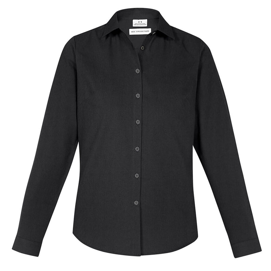 Biz Collection S127LL Womens Memphis Long Sleeve Shirt Black Front