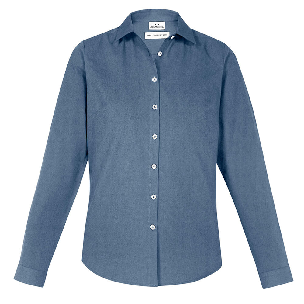 Biz Collection S127LL Womens Memphis Long Sleeve Shirt Grey Smoke