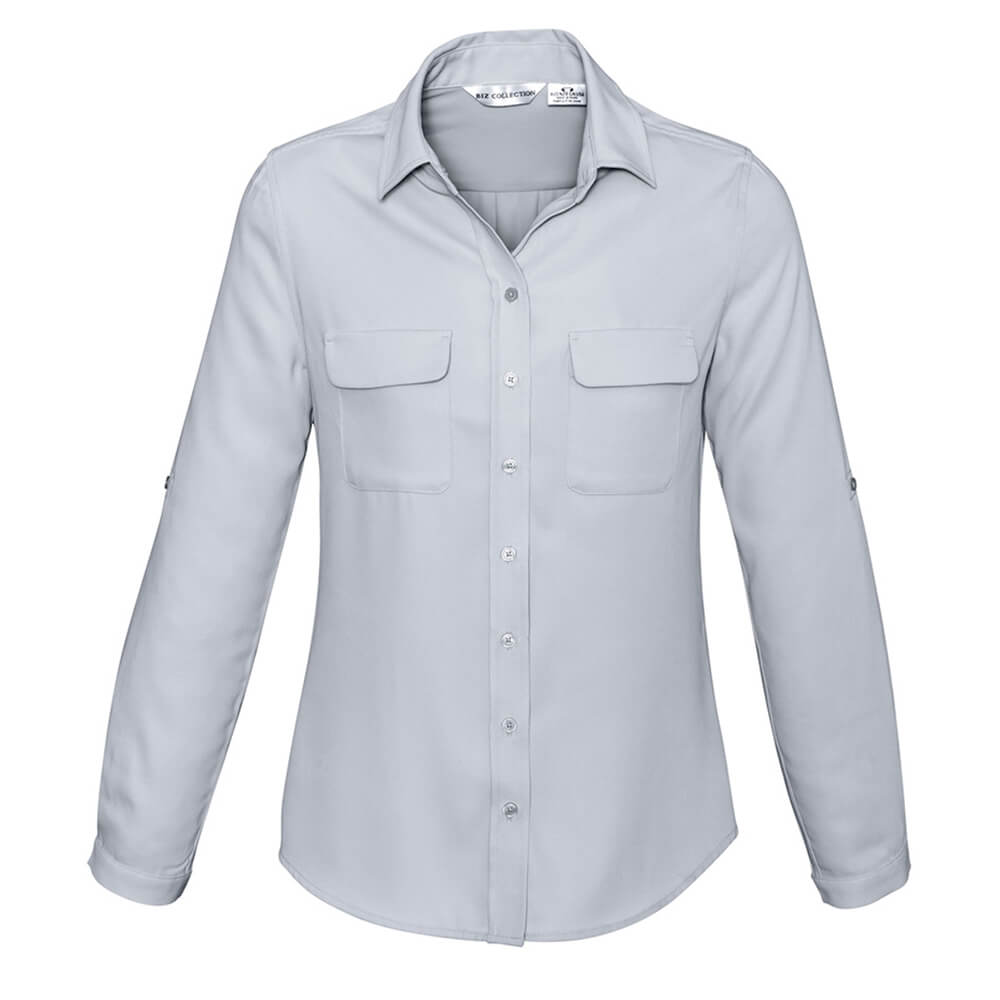 Biz Collection S626LL Womens Madison Long Sleeve Shirt Silver Mist