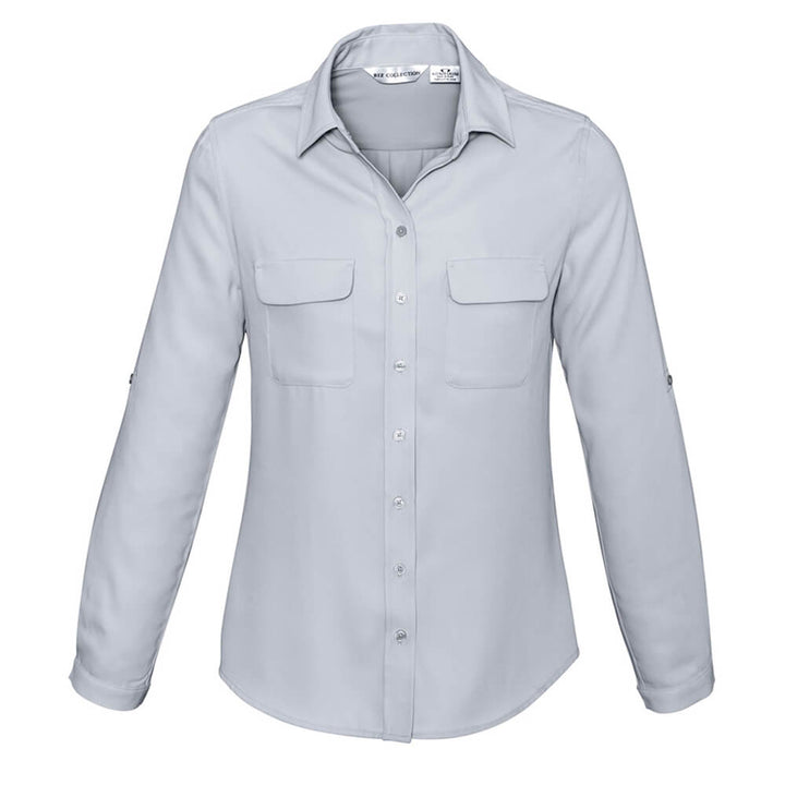 Biz Collection S626LL Womens Madison Long Sleeve Shirt Silver Mist
