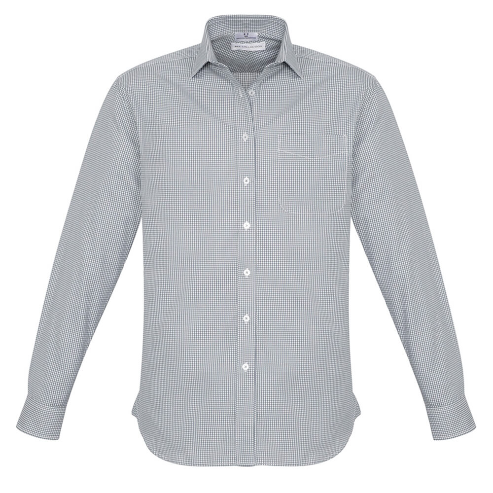 Biz Collection S716ML Mens Ellison Long Sleeve Shirt Silver