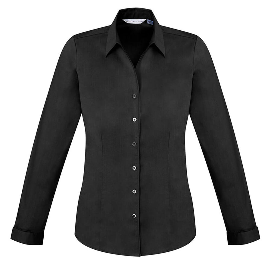Biz Collection S770LL Ladies Monaco Long Sleeve Shirt Black Front