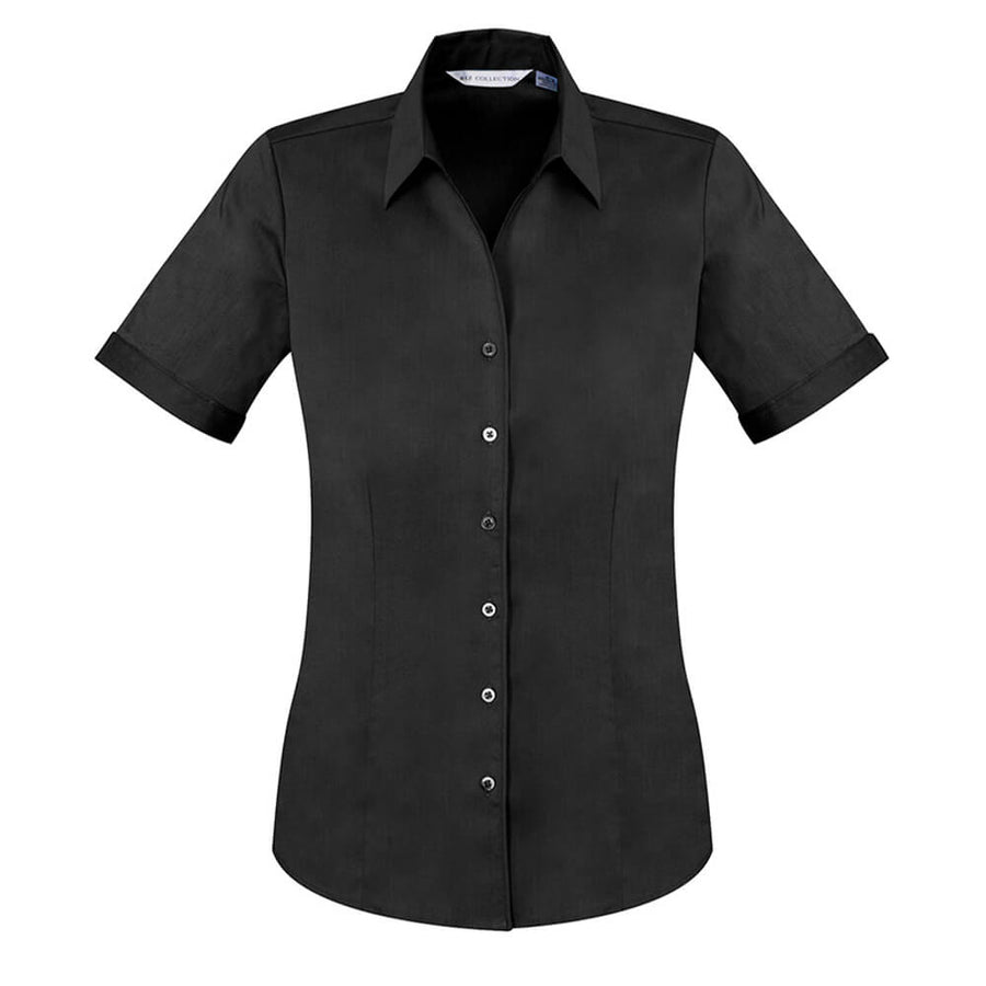 Biz Collection S770LS Ladies Monaco Short Sleeve Shirt Black Front