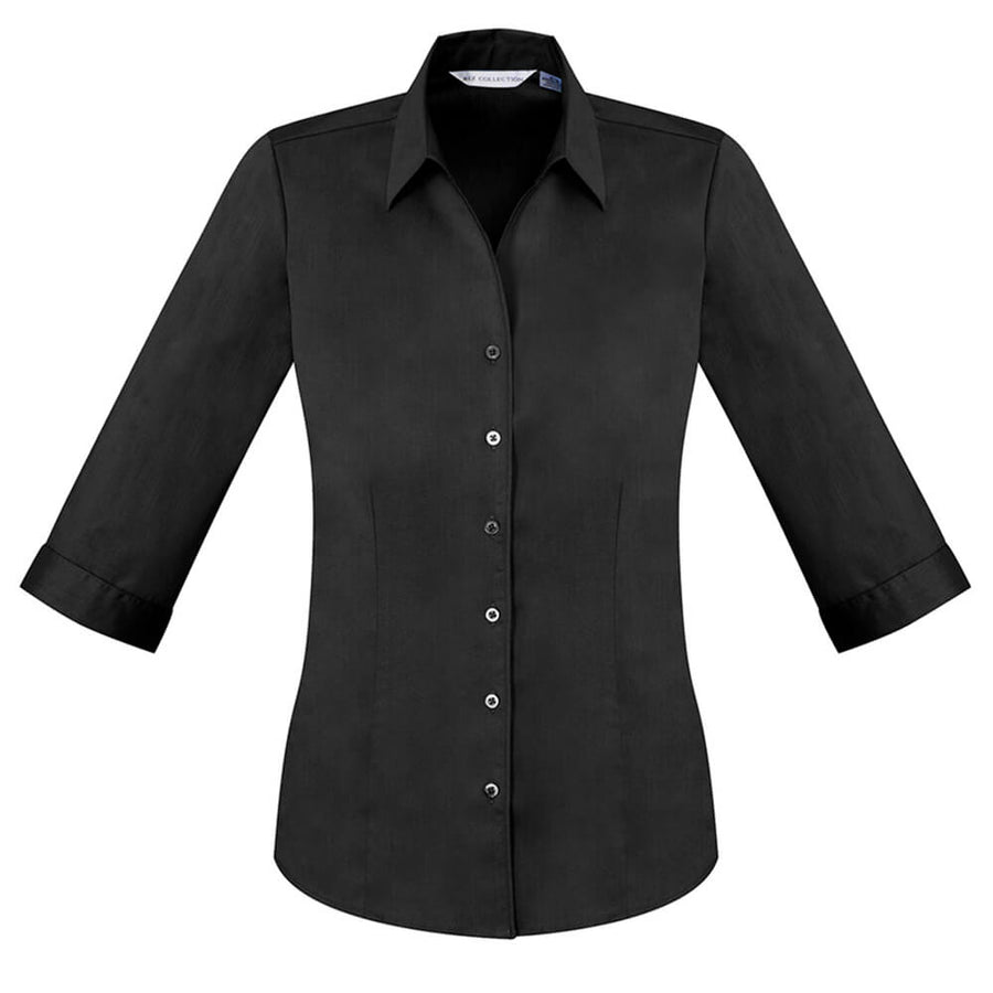 Biz Collection S770LT Ladies Monaco 3/4 Sleeve Shirt Black Front