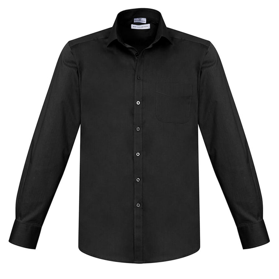 Biz Collection S770ML Mens Monaco Long Sleeve Shirt Black Front