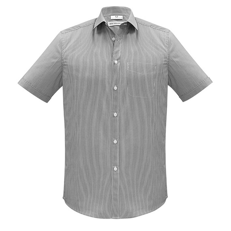 Biz Collection S812MS Mens Euro Short Sleeve Shirt Black Front