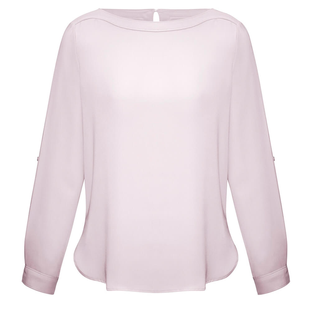 Biz Collection S828LL Womens Madison Boatneck Blouse Long Sleeve Blush Pink