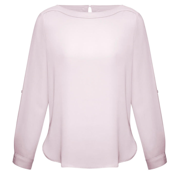 Biz Collection S828LL Womens Madison Boatneck Blouse Long Sleeve Blush Pink
