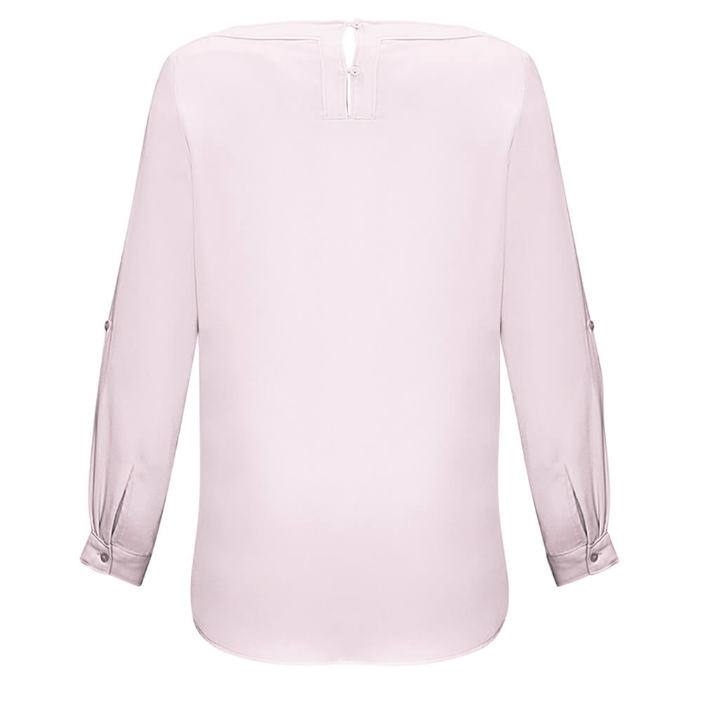 Biz Collection S828LL Womens Madison Boatneck Blouse Long Sleeve Blush Pink